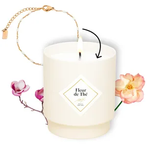 MY JOLIE CANDLE - Bougie bijoux fleur de thé bracelet billes beiges Bo... pas cher