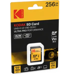 Kodak Carte SDXC 2000x 256GB UHS-II U3 V90 Ultra Pro - Jusqu'à 300 Mo/s en Lecture et 270MB/s en écriture, pour DSLR, caméras vidéo 4K/8K UHD 360°