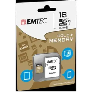 Comparateur de prix : Cartes mémoire - EMTEC - microSDHC 16GB Class10 Gold + adaptateur SD ECMSDM16GHC10GP
