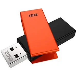 Emtec C350 Brick lecteur USB flash 128 Go USB Type-A 2.0 Noir, Orange