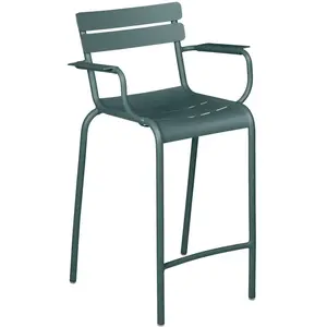 Fermob - Tabouret haut empilable Luxembourg - Gris - Aluminium - Desig... pas cher