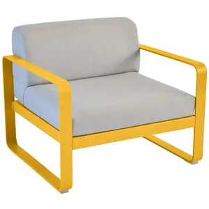 Fauteuil Bellevie Gris Flanelle en Aluminium FERMOB Métal / Tissus pas cher