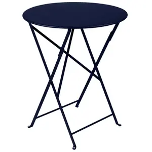FERMOB Table de jardin Bistro - Ronde - Acier - Bleu abysse - 2 personnes pas cher