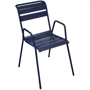 Fermob - Fauteuil bridge empilable Monceau - Bleu - Acier peint - Desi...