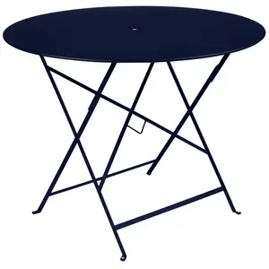 FERMOB Table de jardin Bistro - Ronde - Acier - Bleu abysse - 4 personnes pas cher