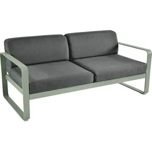 Canapé deux places BELLEVIE - 01 blanc coton - gris graphite Fermob pas cher