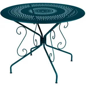 FERMOB Table de jardin Montmartre - Acier - Bleu Acapulco - 4 personnes pas cher