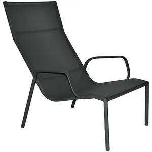 Fermob - Fauteuil lounge empilable Cadiz - Noir - Toile Batyline - Des... pas cher