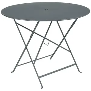 FERMOB Table de jardin Bistro - Ronde - Acier - Gris orage - 4 personnes pas cher