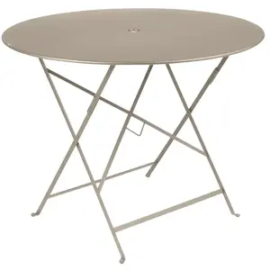 FERMOB Table de jardin Bistro - Ronde - Acier - Muscade - 4 personnes pas cher