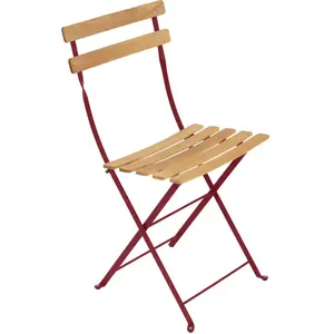 FERMOB Lot de 2 Chaises Pliantes Bistro Naturel en Acier et en Bois Métal pas cher