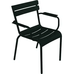 Fermob - Fauteuil empilable Luxembourg - Noir - Aluminium laqué - Desi... pas cher