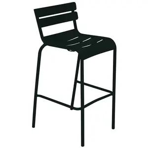 Fermob - Tabouret haut empilable Luxembourg - Noir - Aluminium laqué -... pas cher