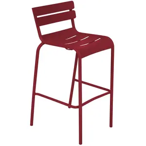 Fermob - Tabouret haut empilable Luxembourg - Rouge - Aluminium laqué ... pas cher