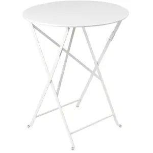 FERMOB Table de jardin Bistro pliante - Ronde - Acier - Blanc - 2 personnes pas cher