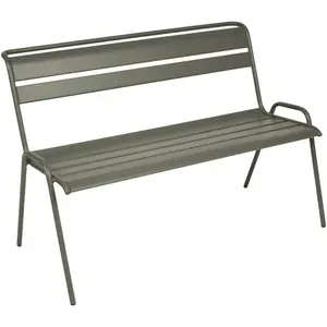 FERMOB Banc Monceau - Acier - Gris romarin - 111x60x60cm pas cher