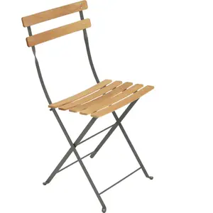 FERMOB Lot de 2 Chaises Pliantes Bistro Naturel en Acier et en Bois Métal pas cher