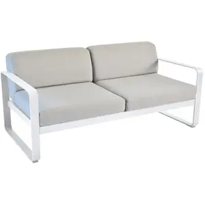Canapé deux places BELLEVIE - 01 blanc coton - gris flanelle Fermob pas cher