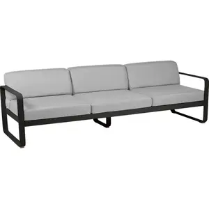 FERMOB Canapé 3 Places Bellevie Réglisse Coussins Gris Flanelle pas cher