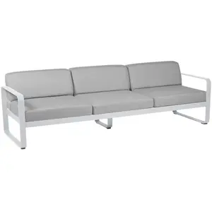 FERMOB Canapé 3 Places Bellevie Blanc Coton Coussins Gris Flanelle pas cher