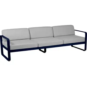 FERMOB Canapé 3 Places Bellevie Bleu Abysse Coussins Gris Flanelle pas cher