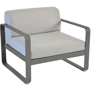 Fauteuil Bellevie Gris Flanelle en Aluminium FERMOB Métal / Tissus pas cher