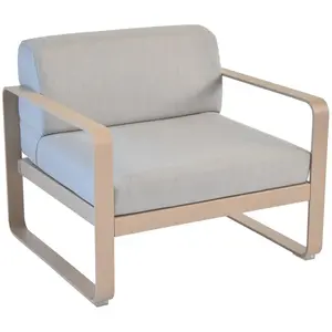Fauteuil Bellevie Gris Flanelle en Aluminium FERMOB Métal / Tissus pas cher