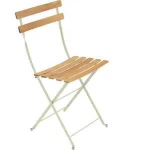 FERMOB Lot de 2 Chaises Pliantes Bistro Naturel en Acier et en Bois Métal pas cher