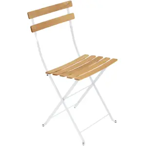 Lot de 2 Chaises Pliantes Bistro Naturel en Acier et en Bois FERMOB Métal pas cher