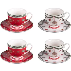 Comparateur de prix : Table Passion - Coffret de 4 tasses et sous tasses à thé Bells 18 cl