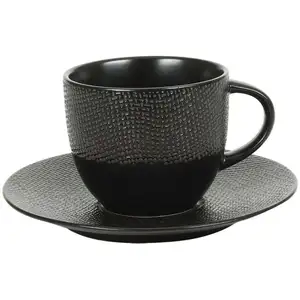 Tasse à thé et sous-tasse Vésuvio noir 22 cl (lot de 6) Table passion pas cher
