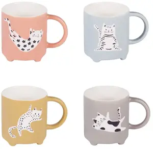 Coffret de 4 mugs   35 cl multicolores en porcelaine