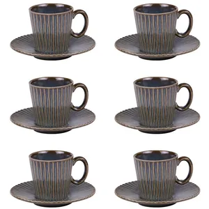 Coffret de 6 tasses à café avec sous tasses Liv bleu 9 cl Table passion