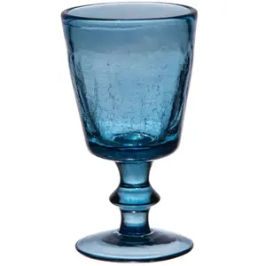Table Passion Verre À Pied Lussan Craquelé 17 Cl Bleu (Lot De 6)