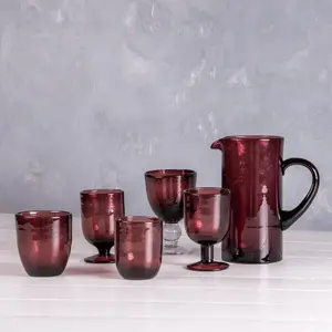 TABLE PASSION Verre à pied 25 cl Gordes bullé violet (lot de 6) - - Violet - Verre