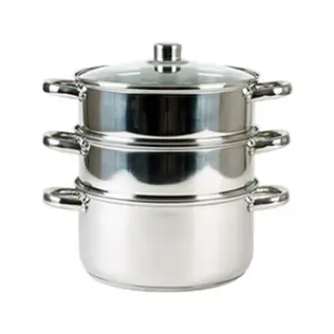 Combiné vapeur inox 24 cm 3 compartiments - Trend'up - Argent - Inox pas cher