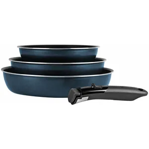 Sitram - 3 Poêles et un manche Sitramovible Family induction bleues - D.20/24/28 cm T.U pas cher