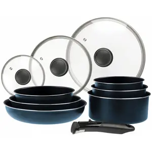Comparateur de prix : Sitram 714251 Batterie de cuisine 10 pcs Aluminium bleu métal mat : ma...