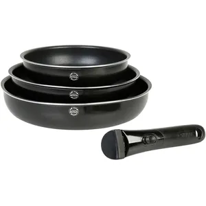 Sitram Lot de 3 Poêles Aluminium pressé Ø20/24/28cm, manche amovible. ...