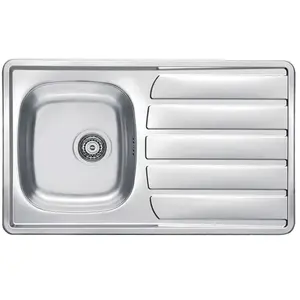 STRADOUR Evier en inox - Satiné - à encastrer - 1 cuve 1 égouttoir 860x500Vendu parconforama