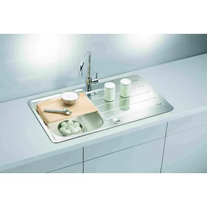 STRADOUR Evier à encastrer inox 18/10 satiné, line 1 cuve, 1 égouttoir, L86cm, vidage auto pas cher