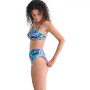 Bas de maillot de bain échancré taille haute femme Lisca Mexico Bleu 42 41756LI-bleu pas cher