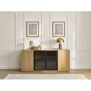 Buffet 4 portes 160 cm THEMYS placage chêne massif BOBOCHIC pas cher