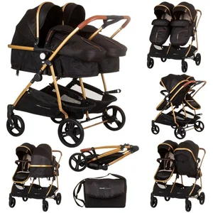 Chipolino Duo Smart Poussette pliable pour 2 enfants Obsidian Gold pas cher