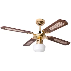 V-tac - Ventilateur de plafond avec interrupteur à tirette Lampe de ventilateur été hiver Ventilateur plafond 3 niveaux, verre opalin, mdf brun, 1x