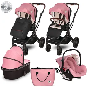 Poussette 3 En 1 - Trio -glory - Nacelle - Siège Auto - Poussette Rose