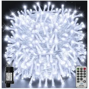 BLEOSAN Guirlande lumineuse LED Noël 100m 1000LED IP44 étanche avec télécommande 8 modes décoration de fête pour Noël mariage Blanc FroidVendu parcdiscount