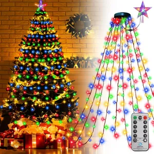 BLEOSAN Guirlande Lumineuse Noël Multicouleur 2m 400 LED 8 Modes d'Eclairage Avec Télécommande pour Intérieur Extérieur Noël