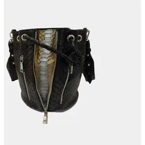 Sista Paris - Sac en python Amber Black Metalic Zip - 22 x 20 cm OS pas cher