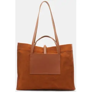 Craie - Sac cabas en Velours côtelé Dessin marron OS pas cher